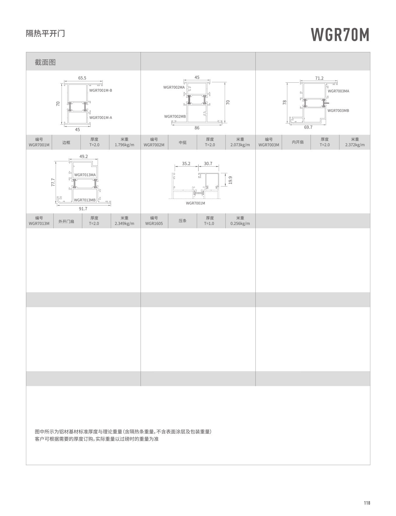 WGR70M隔热平开门