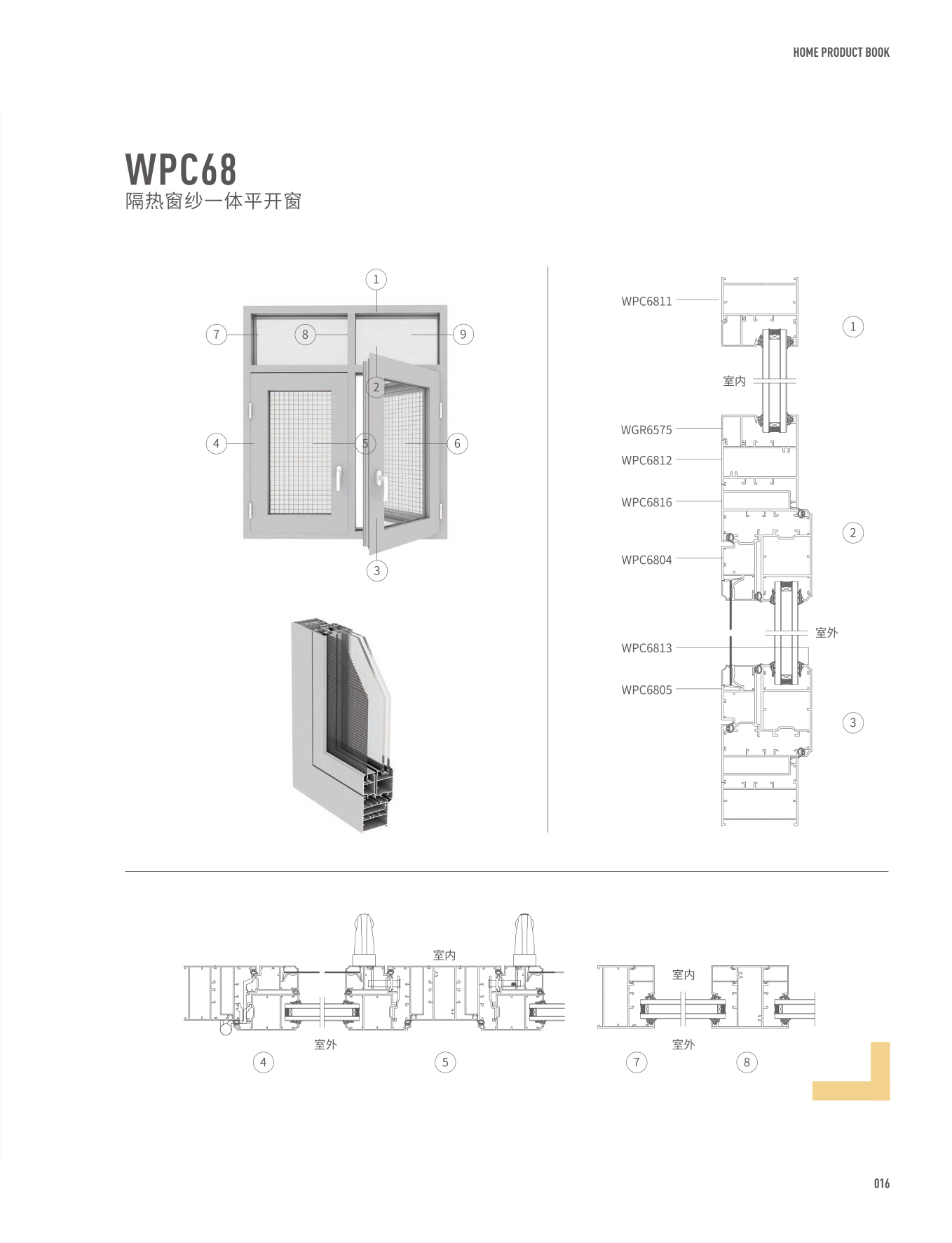 WPC68隔热窗纱一体平开窗