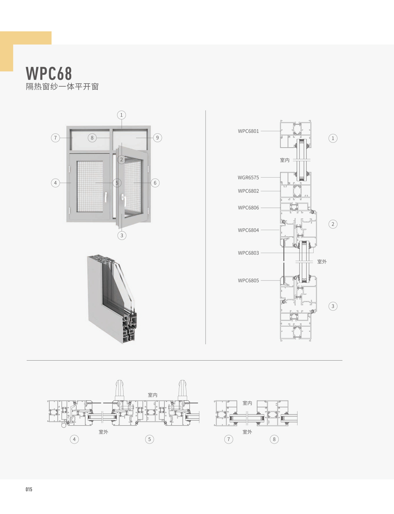 WPC68隔热窗纱一体平开窗